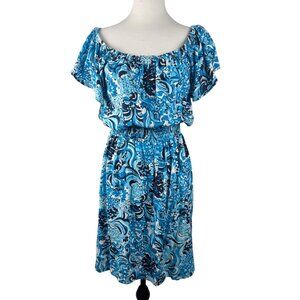 Lilly Pulitzer Women's Clarette Flutter Sleeve MIDI Ruffle Smocked Dress Size S